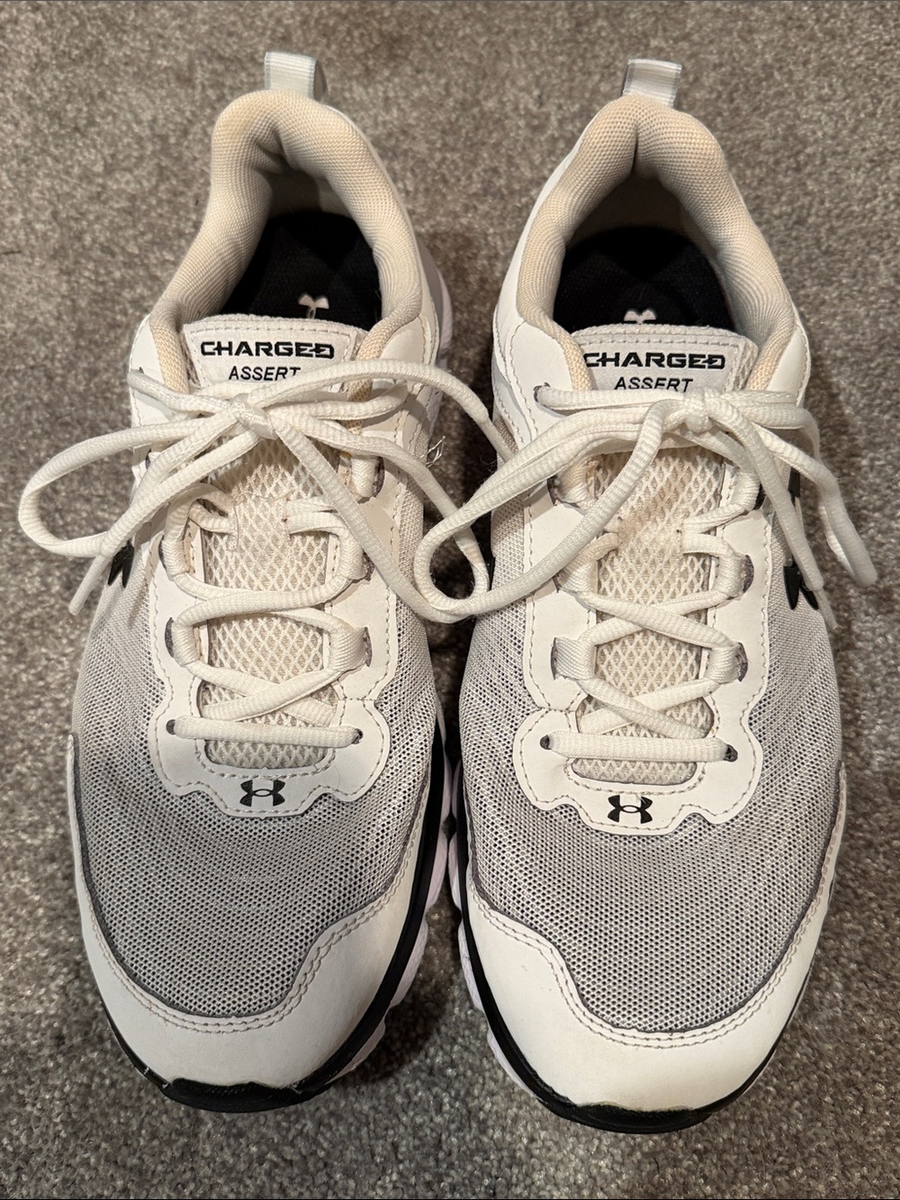 Under Armour White and Light Gray Charged Running Sneakers